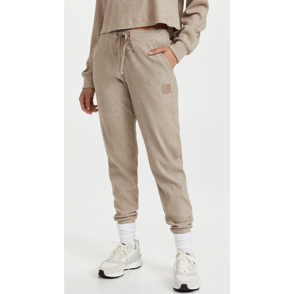 ALO YOGA Muse Ribbed Jogger Sweatpant Brown X-Small